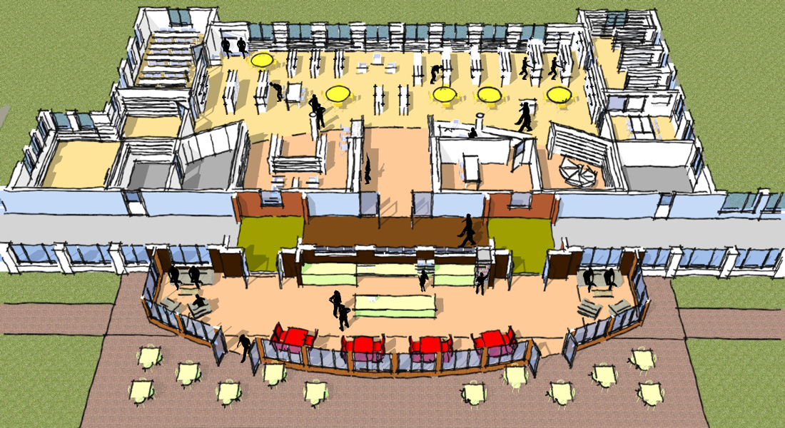 Library and cafe rendering.