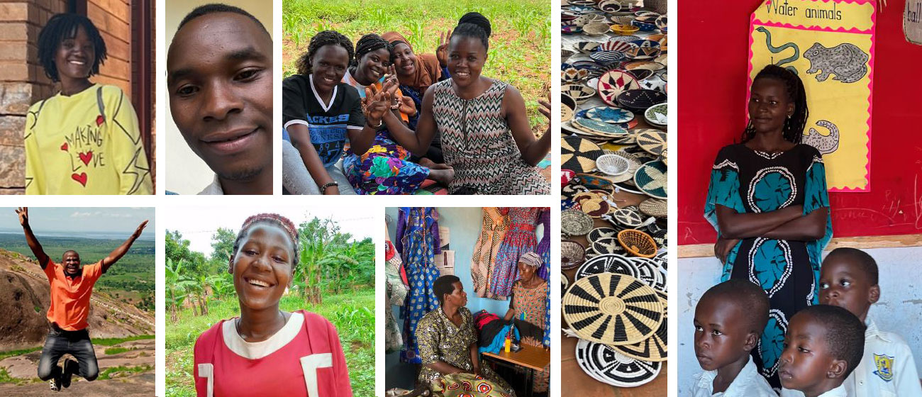 Collage of photos: friends in Uganda